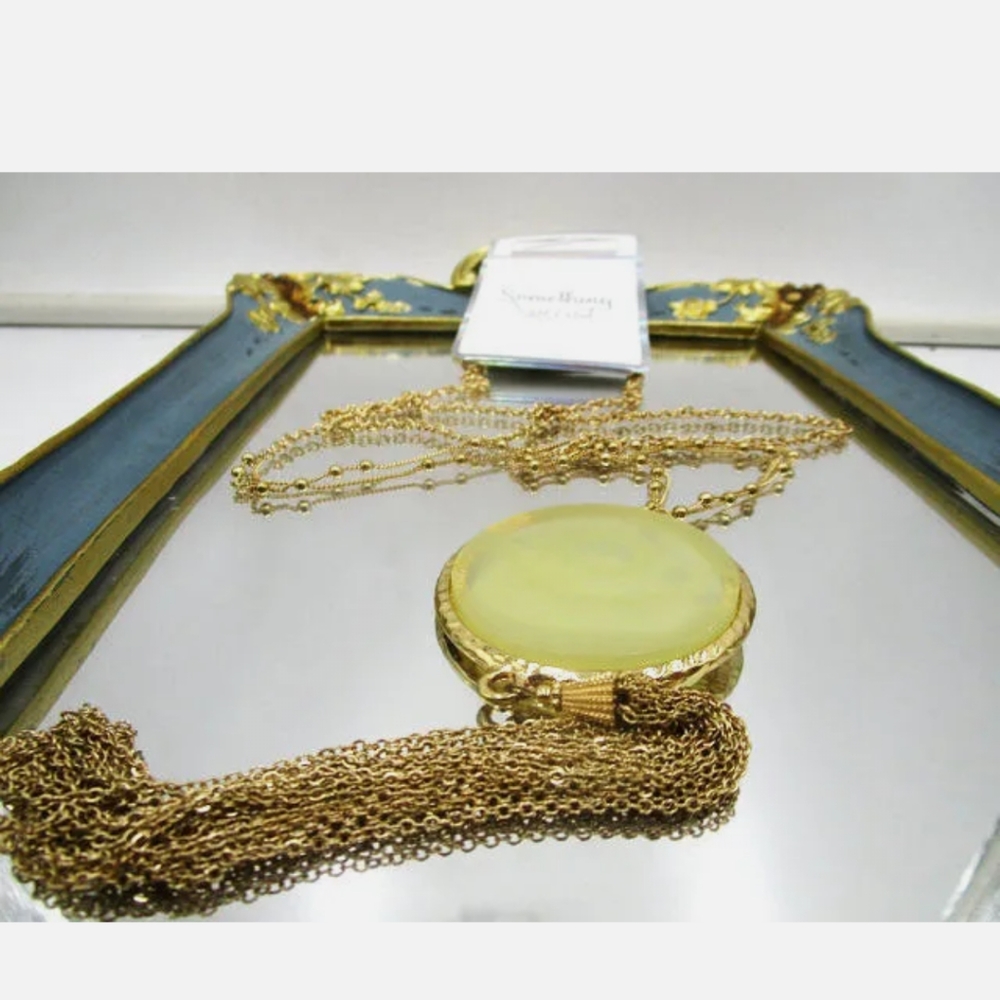 New goldtone pendant tassel necklace extra long